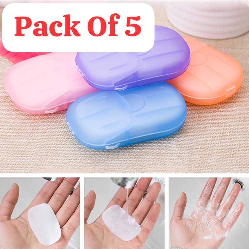 Pack Of 5 Travel Soap Outdoor Portable Mini Paper Soap Paper Washing Hand Bath Good for Camping BBQ Hiking Travel or Any Outdoor Activity Clean Scented Slice Sheets (Homeducts)