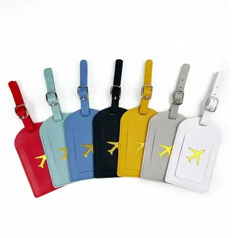 Suitcase Address Label Luggage Boarding Case Stamped Leather Business Luggage Tag Label Name ID Address Clip Travel Accessories