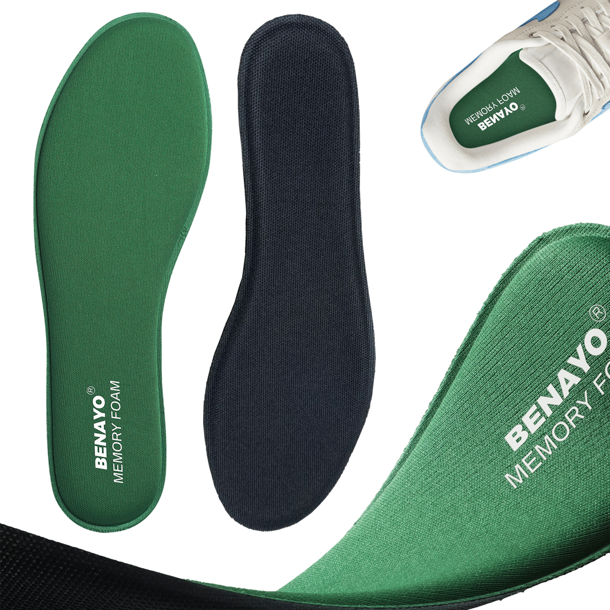 1-Pair Shoe Inserts for Men's & Womens Memory Foam Insoles,Comfort Breathable Inner Soles,Replacement Shoe Inserts for Work Boot