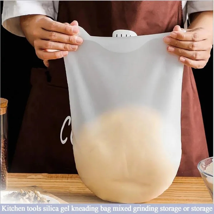 Silicon Flour Bag Reusable Dough Kneading Bag Multipurpose Food Storage & Marinating Bag Silicone Kneading Dough Bag Flour Mixer Tool for Bread, Pastry, Pizza