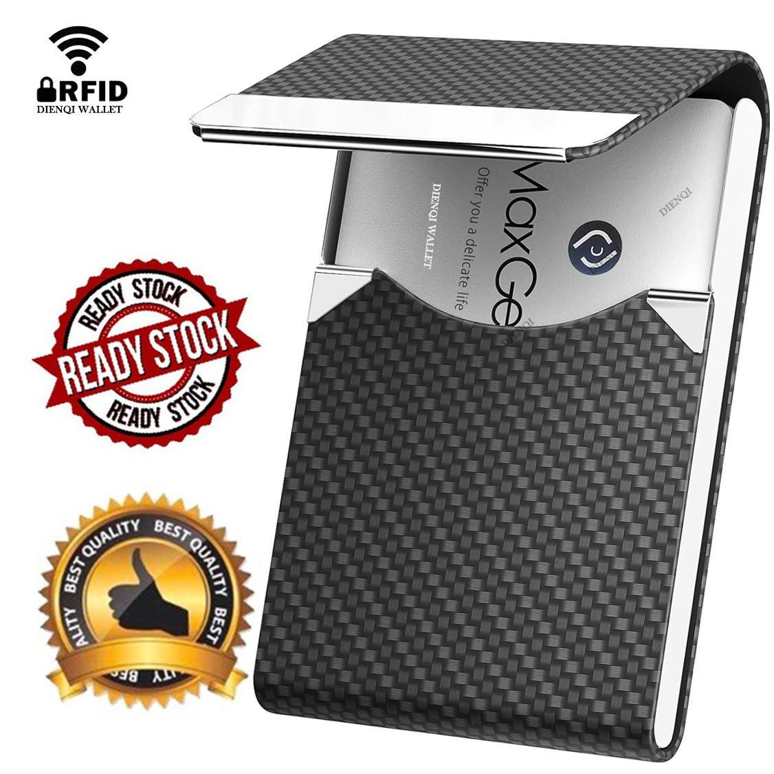 RFID Business Credit Card Holders Luxury Leather Men Wallets Metal Bank Cardholder Case Storage Visit Purses Minimalist Wallet