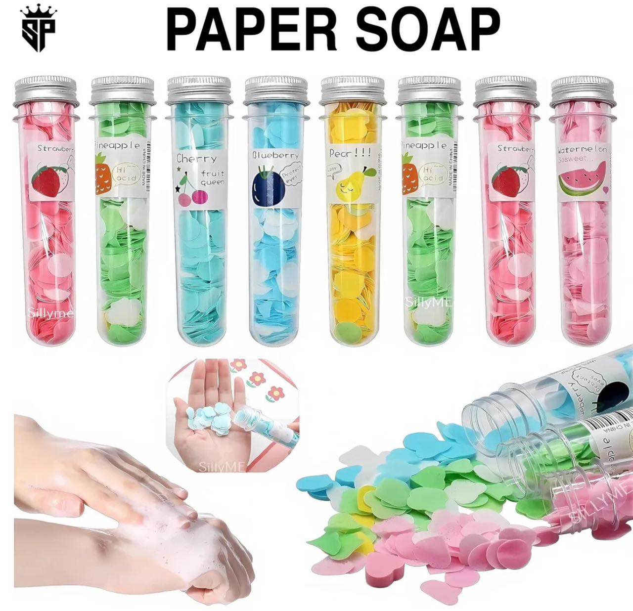 Disposable Paper Soap Confetti Cleaning Washing Hand Bath Toiletry Paper Soap Sheets Petals Soap Flakes with Storage Tube for Kitchen Toilet Outdoor Travel Camping Hiking multi color
