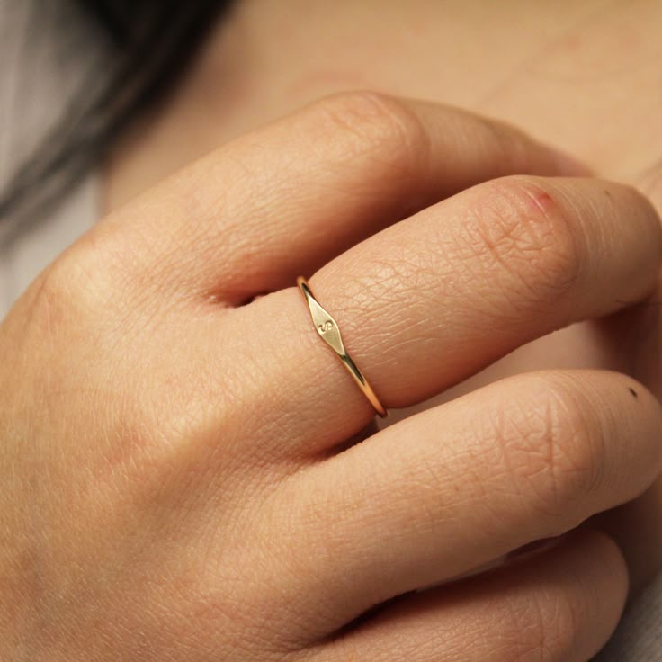 Minimalist Letter Name Ring – Custom Laser Engraved Stacking Ring