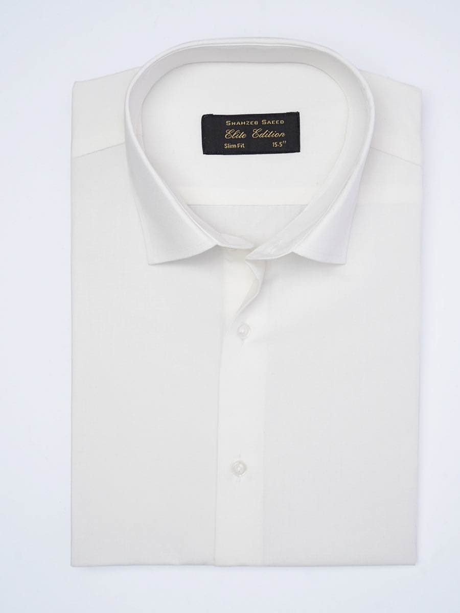 OFF WHITE PLAIN, FRENCH COLLAR, ELITE EDITION, MEN’S FORMAL SHIRT