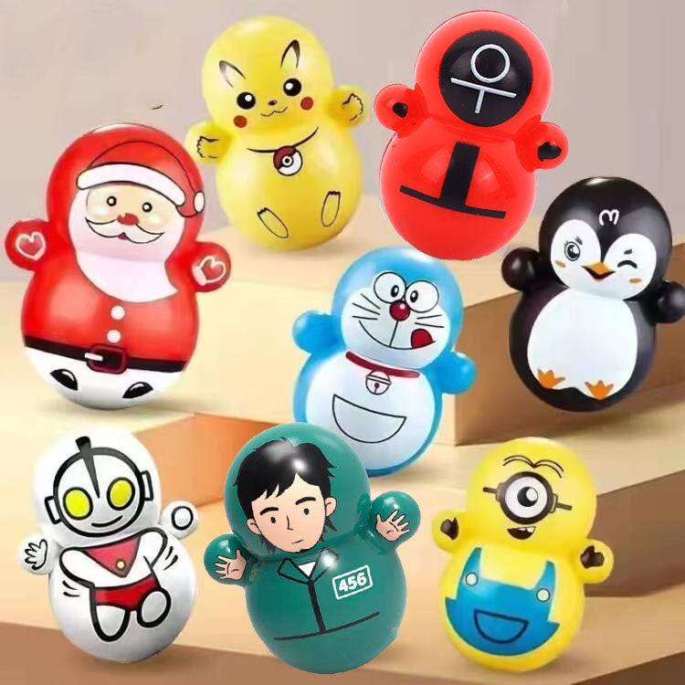Express Deals Hub:Random Stress Relief 10 PCS Mini Roly-Poly Wobbling Toy Self-righting Doll Small Desktop Toy to Solve Your Irritability for Kids or Adult