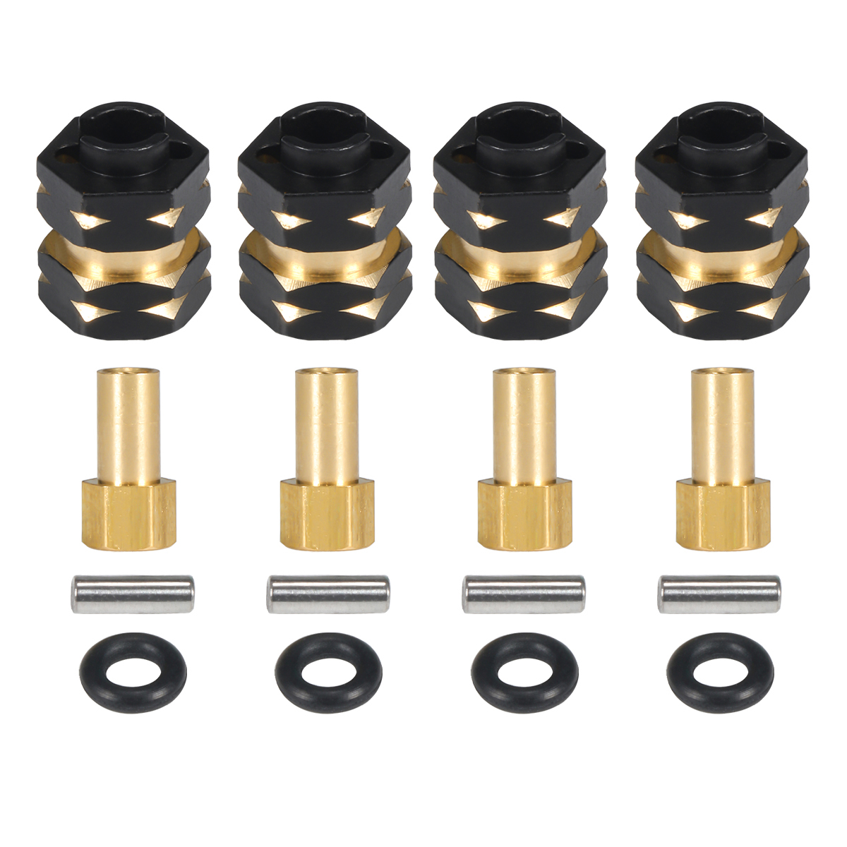 4Pcs Brass 7mm Hex Hub Extenders with Nuts 1.0 Wheel Rims Adapter for 1/24 RC Crawler SCX24 Bronco C10 Gladiator AX24 Upgrade