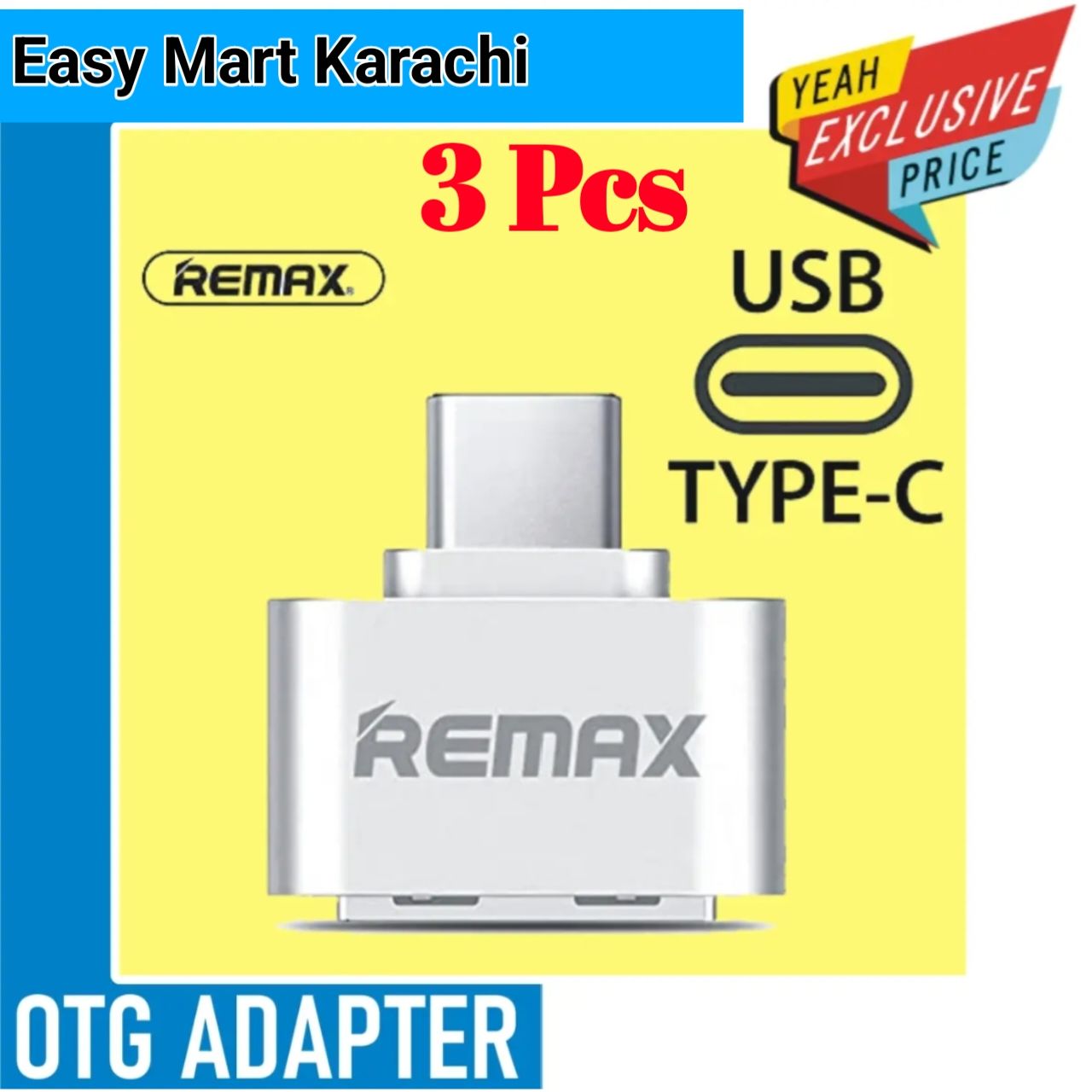 3 Pcs TYPE C USB to USB OTG Adapter for Android Smartphones - for Type-C Smartphones High Quality Remex OTG - Original Otg
