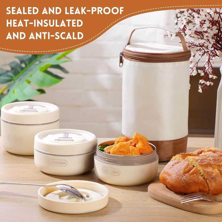 Thermal Lunch Box 3 Pcs Set | Insulated Food Storage Containers | Lunch Box Set for Office School & Travel | Food Container Set