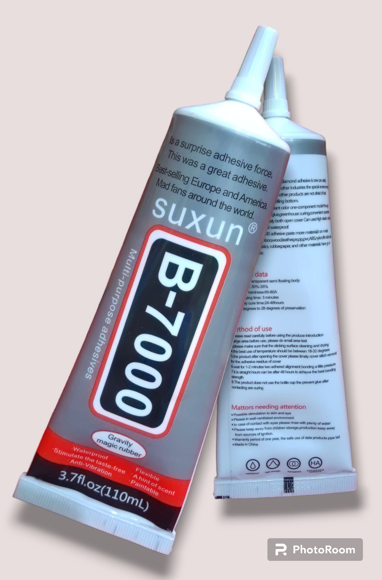 B7000 110ml glue can permanently bond various materials, which is great for jewelry making, nails art, phone repair, electronic accessories, toys repair, metal, glass, cloth, leather, rubber, fibre, paper, ceramics, wood, textile, nylon, PVC,