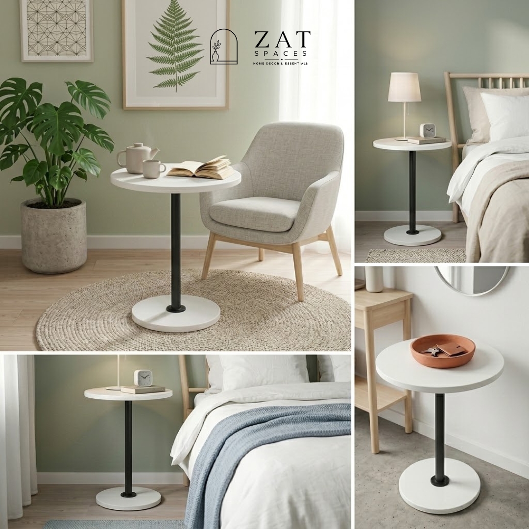 Coffee Table | Side Table | Round End Table | Sofa Side Table | Modern Bedside Table | Living Room Accent Table | Metal Round Table | Small Corner Table | ZAT Spaces