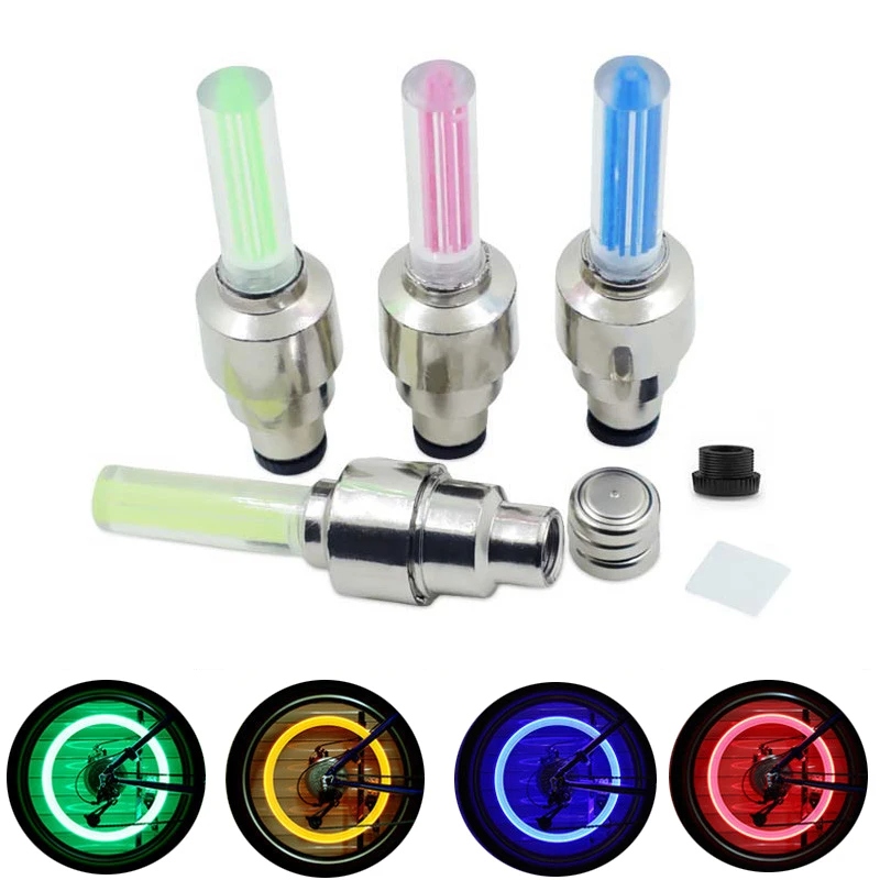 Motion Activated Glow Bike Flashlight Car Motorcycle Cycle Tire Valve Caps Wheel Light Amazing Fantastic Bicycle Accessory Leds For Night Safety 2pcs
