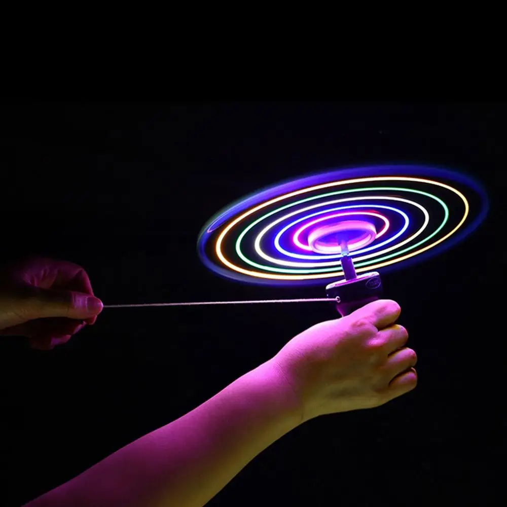 Kids Luminous Flying Disc Propeller Toys LED Lighting Pull String Flying UFO Toy Spinning Top Outdoor Game Sports Toy  hot