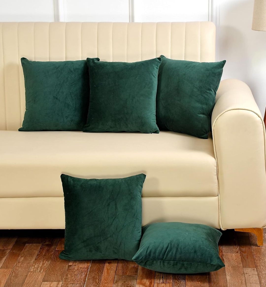 Pack Of 5 Plain Velvet Cushion Covers
