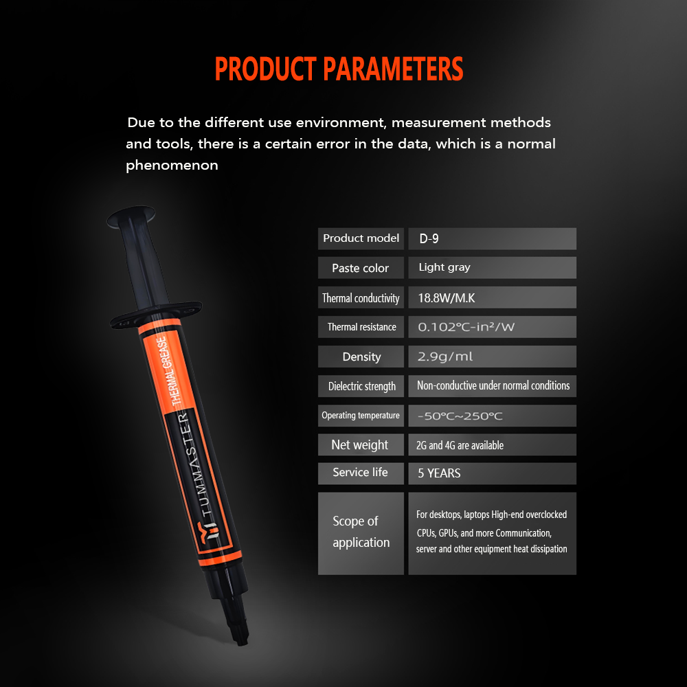 TUMMASTER CPU Thermal Paste Thermal Grease 18.8W/m-k High Thermal for Gaming PC Case Cooling PS5 Processor