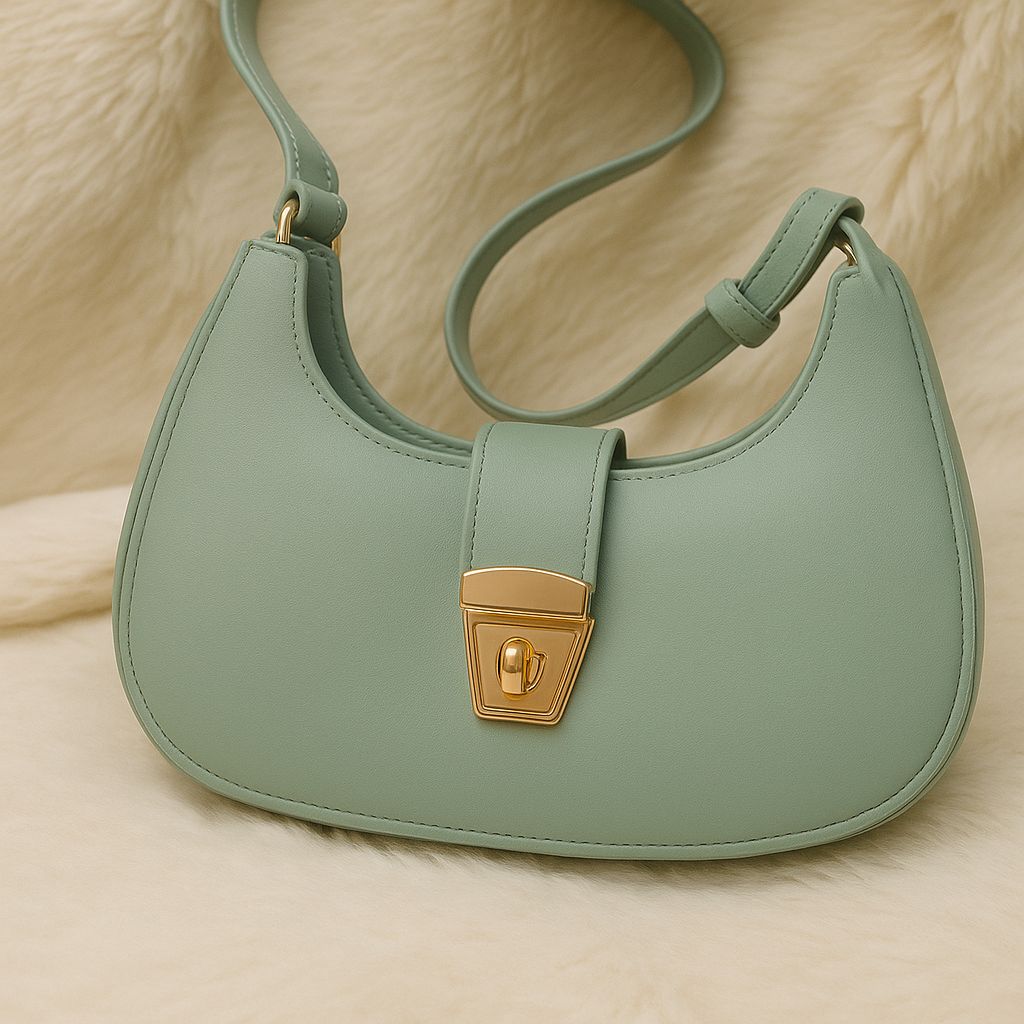 Women’s Hobo Handbag – Stylish Faux Leather Shoulder Bag with Gold Turn-Lock & Large Capacity