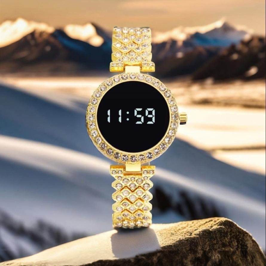 New Fashionable Stone Touch Round Ladies Watch for Women