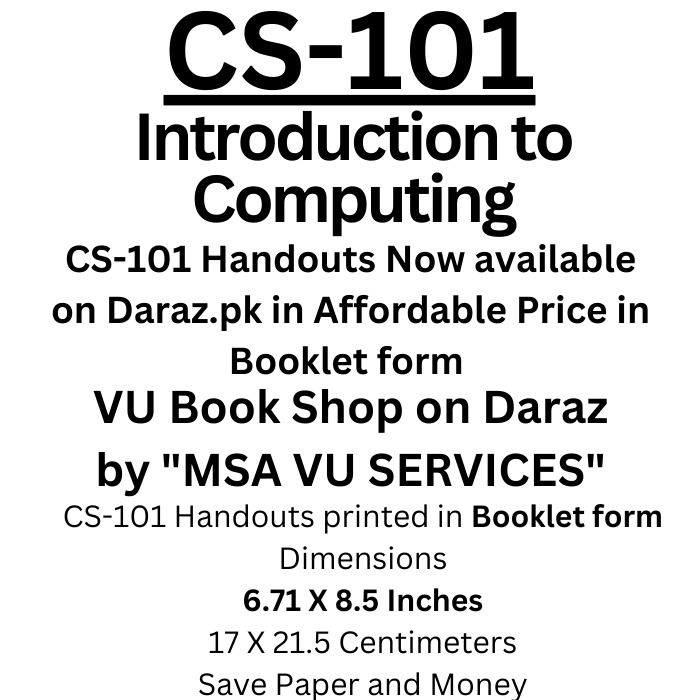 CS101, Introduction To Computing, CS101 Handout, Cs101 Book | Daraz.pk