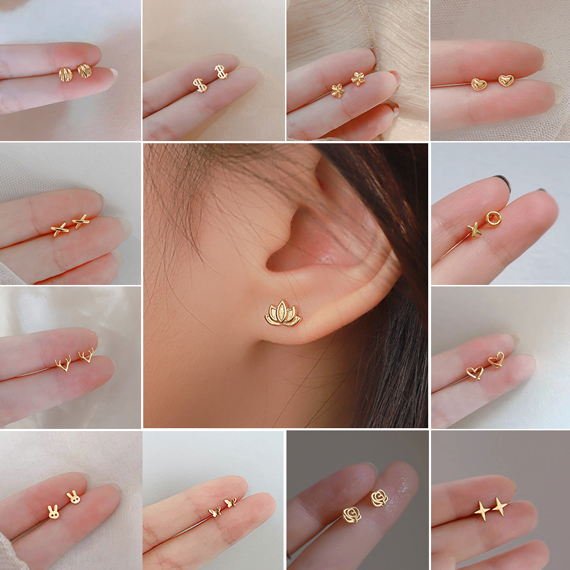 Trendy Gold Color Simple Small Leaf Stud Earrings for Women Hypoallergenic Daily Wear Geometry Small Earrings Accessories