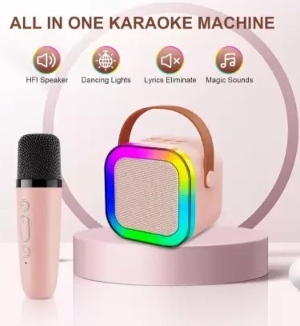 K12 Portable Bluetooth Karaoke Speaker with 2 Wireless Microphones for ...