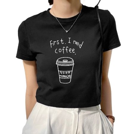 Printed Crop Tshirt for girls Crew Neck half Sleeve Casual Gym wear Crop T shirt for girls Women Ladies