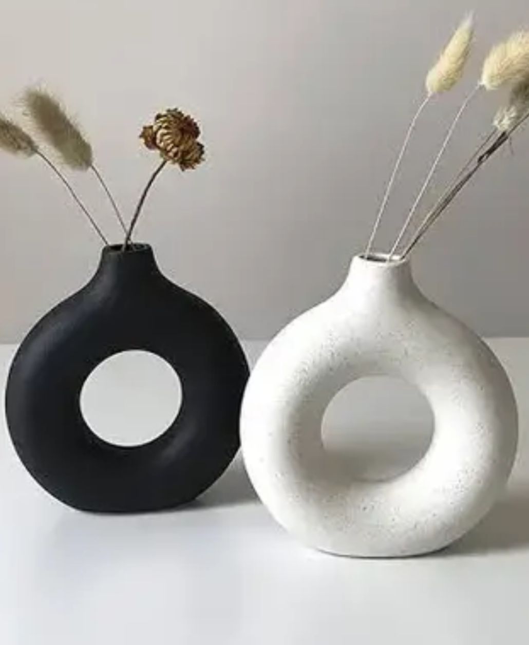 Donut Vase 2 Piece Set, 8 Inch and 6.5 Inch Sizes, Elegant Design