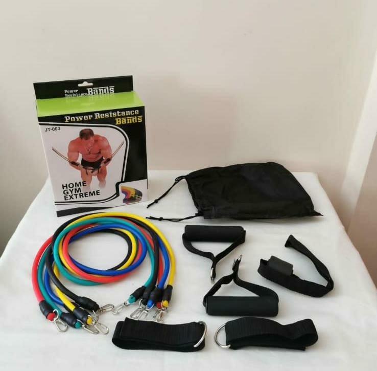 11 PCS Latex Resistance Band Set Yoga Pilates Abs Exercise Fitness Gym Workout Set With Elastic Tube, Door Anchor, Ankle Straps, And Handles For Weight Loss Or Stretch