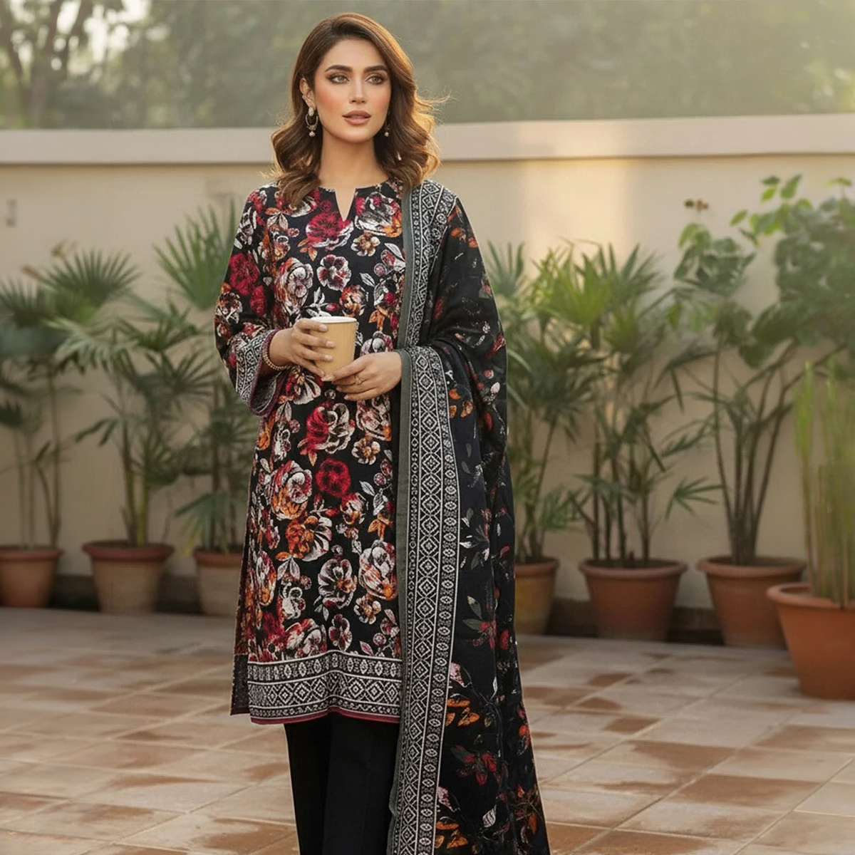 Salitex 3 Piece Unstitched Khaddar Printed Suit (SSW6U3P839)
