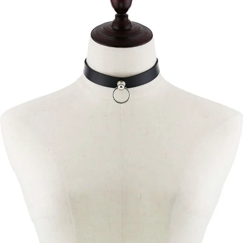 Anime Reze Cosplay Choker PU Necklace Punk Leather Collar Pull Ring Chain Unisex Party Props