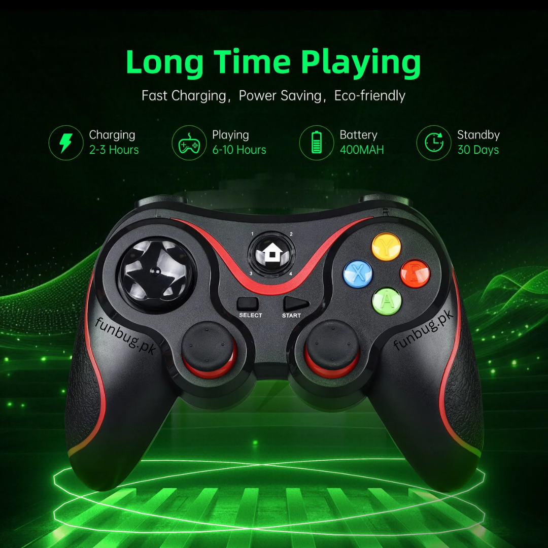 【6-in-1】 Universal Wireless Bluetooth Gaming Controller ~ Joystick Joypad Gamepad for PlayStation, PC, Computer, Laptop, Mobile, Android, TV Box, Nintendo Switch ~ Dual Shock Vibration ~ Wireless PS3 Controller Remote~ By FunBug