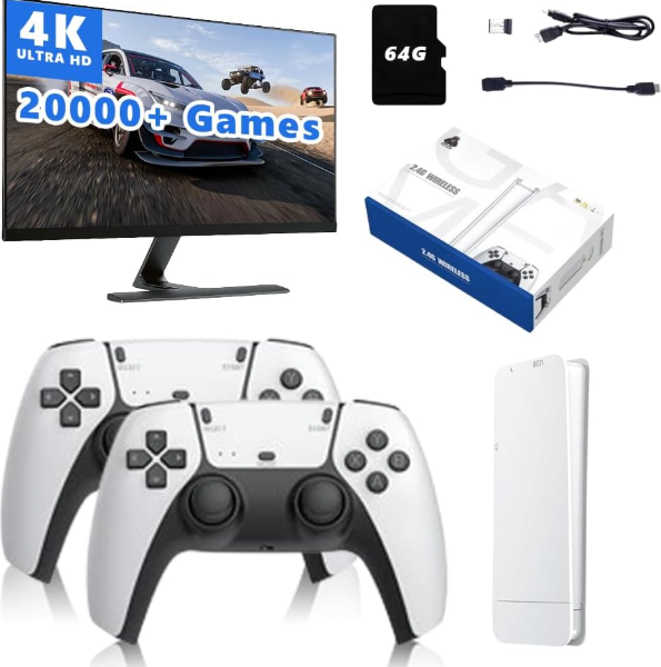 M15 / X2+ Game Stick 4K - 64 GB - 20,000 Plus Built in Games - Video Game Console Retro Classic Games 2.4G Double Wireless Controller for PS1/GBA/SNES
