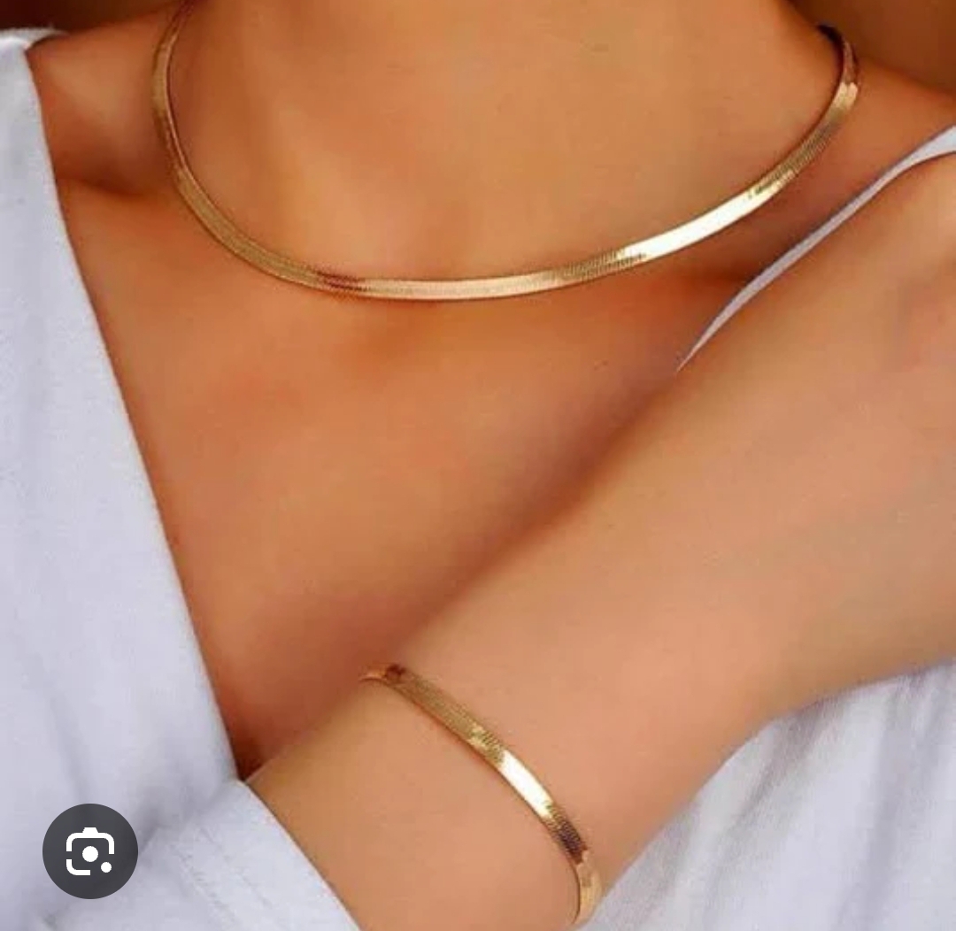 Women Golden color Leaves Necklace & Bracelet Set | 2 Pcs Jewellery Combo | Adjustable Bracelet