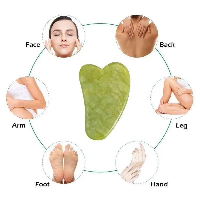 Jade Roller And Guasha Face Roller Facial Beauty Roller Skin Care Tools Massager For Face Eyes Neck Relieve Fine Lines And Wrinkles Natural Stone