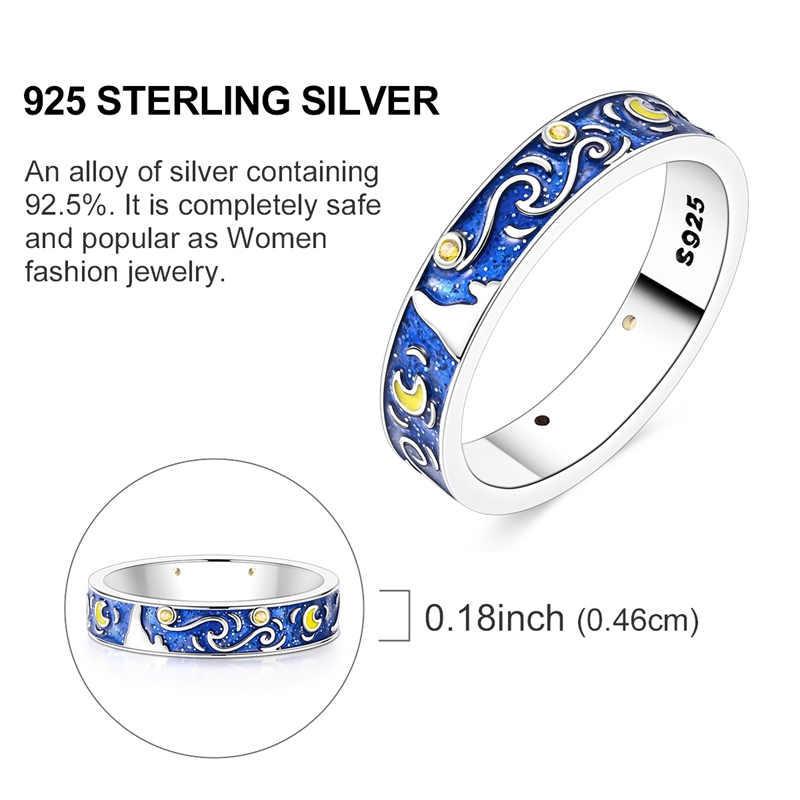 Original 925 Silver Ring Sparking Infinite Love Starry Night Rings For Women Girls Jewelry Birthday Anniversary Engagement 