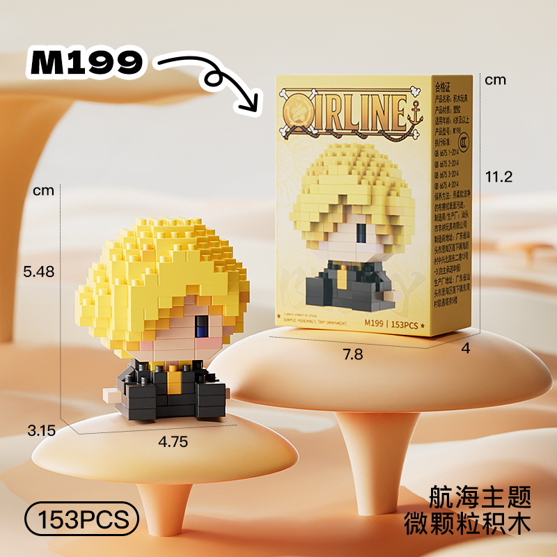 ONE PIECE Sun God Nika Luffy Micro Building Block Chopper Ace Buggy 3D Anime Model Assembly Mini Bricks Figure Toys For