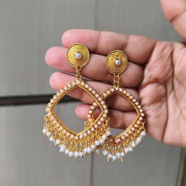 Egyptian Ethics Silver and Golden Jhumka Earrings