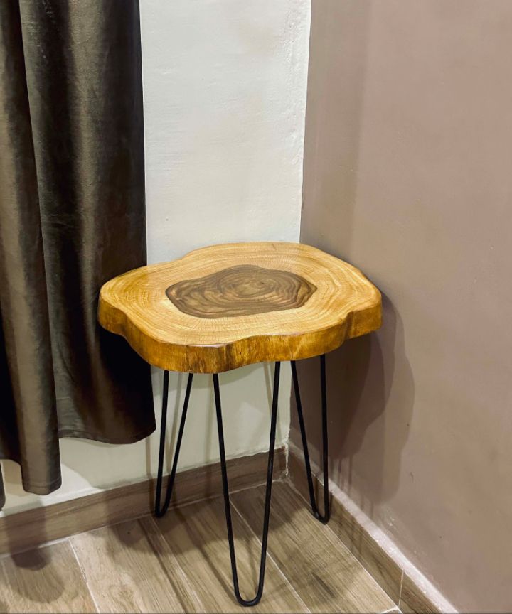 Half Moon Wooden Console Table with Hairpin Legs – Rustic Entryway Table, Modern Sofa Side Table, Handmade Live Edge Hallway Stand, Decorative Wooden Accent Furniture