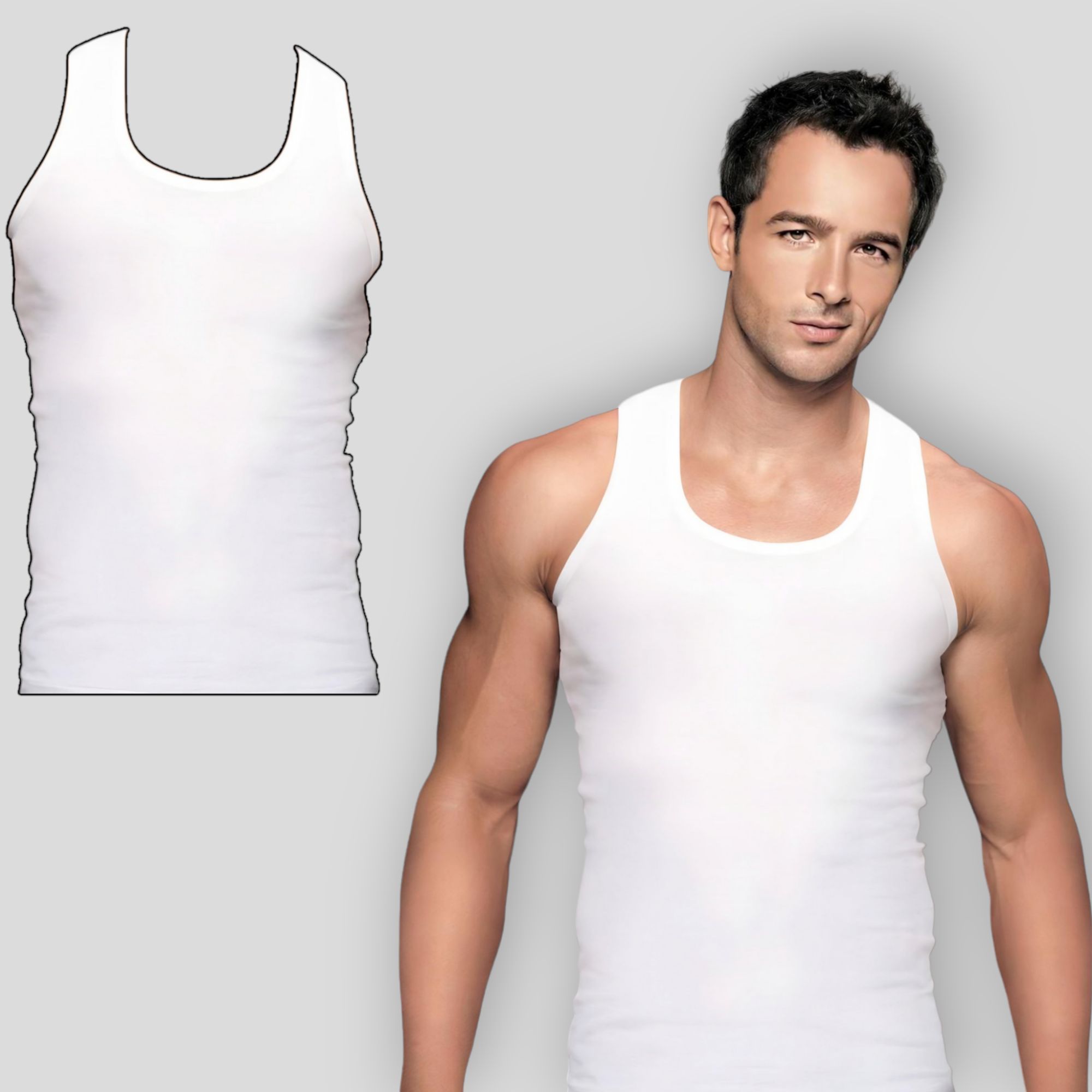 Men's "Sleeve-Less" Soft Cotton Vest in White Colour