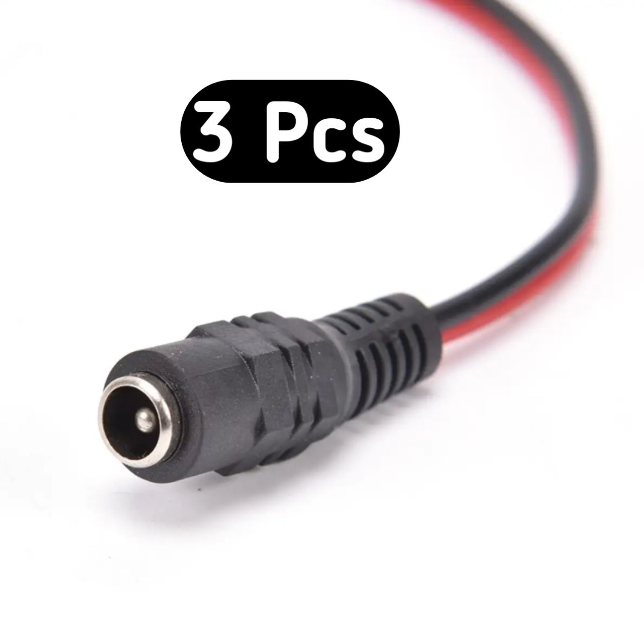 3 Pcs High Quality Female DC Power Socket Jack Plug Connector Cable Wire 12V 5.5x2.1mm