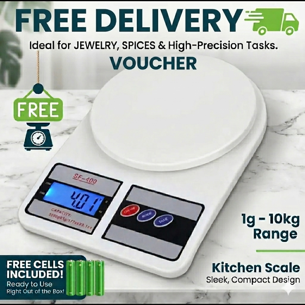 10 KG Weight Capacity, Imported Electronic Digital Kitchen Scale, Digital Weight Machine, Digital Electric Scale Machine For Kitchen and Shops, Food Scale Digital Machine, Weight machine - SF 400 Model