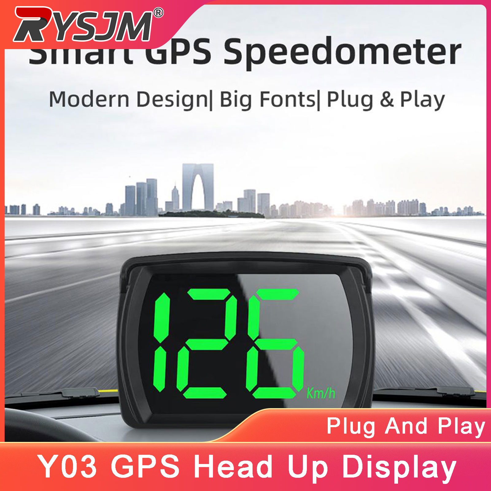 Y03 Smart GPS Speedometer Plug and Play KM/H MPH Digital Speed Gauge Meter With LED Large Font Display Auto Electronic Part