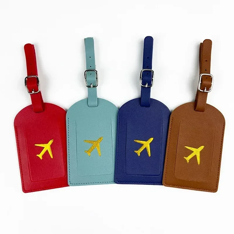 Suitcase Address Label Luggage Boarding Case Stamped Leather Business Luggage Tag Label Name ID Address Clip Travel Accessories
