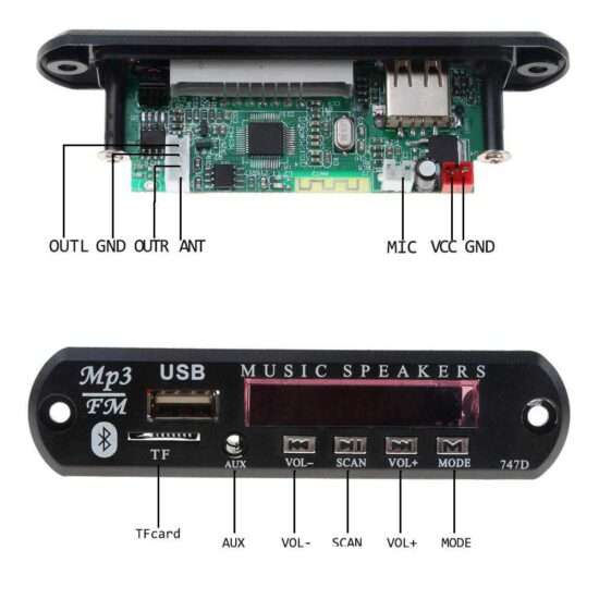 5V Bluetooth Car Kit FM Radio Wireless Receiver Mp3 Player Decoder Board USB 3.5MM TF card AUX DIY Car Speaker Modification in Pakistan