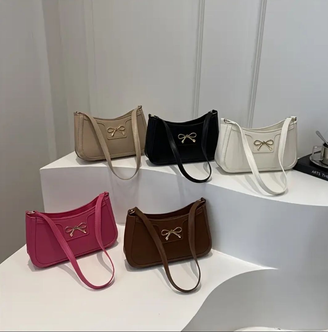 1 Pc Chic Faux Leather Shoulder Bag For Women Large Capacity Underarm Handbag With Zipper Closure Solid Color Edge Painted Polyester Lined Versatile Fashion Accessory