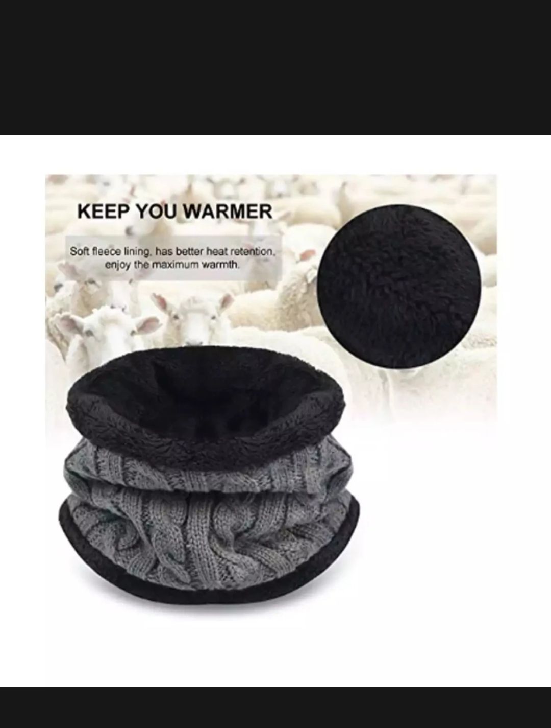 Winter Neck Warmer Scarf Set Warm Knit Thick Fleece for Men & Women Winter Neck Scarves| Winter UNISEX Hot Knitted Cap Neck Warmer