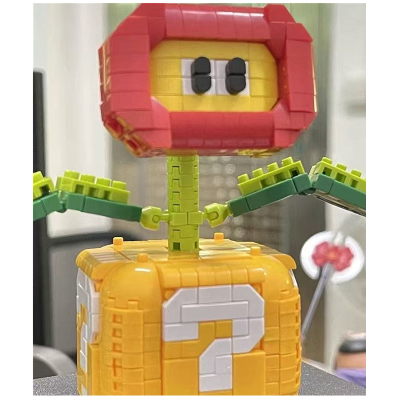 Flame Flower Man-eating Flower Building Blocks Question Mark Box Mini Building Blocks Creative Desktop Model Children's Toys