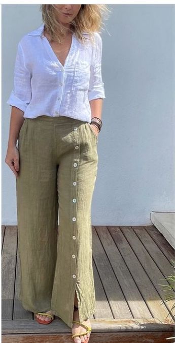Trousers | Bell Bottoms | Cotton Buttoned Wide Leg Trouser for Women & Girls | Relaxed Fit, Comfortable & Stylish Palazzo Pant |Quality Fabric |  Daraz