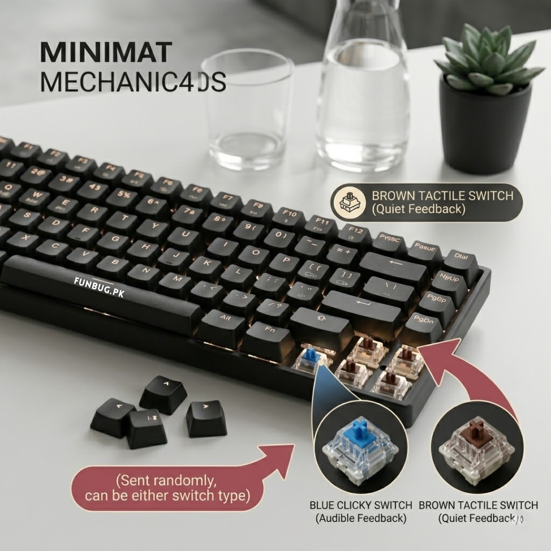 【Readson WL84】 Tri-Mode Wireless Mechanical Rgb Gaming Keyboard - 84 Keys Wireless 2.4G/Bluetooth/Wired - Compact Backlit Mechanical Keyboard with  Blue/Brown/Red Switch - TypeC Wired/Wireless Key Board For Professional Gaming - FunBug