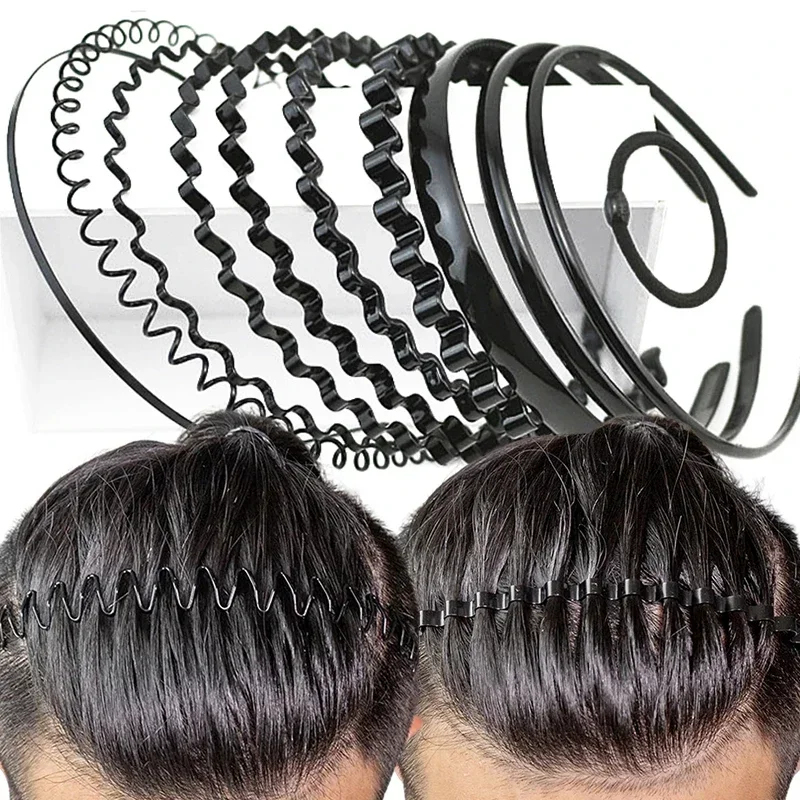 6pcs Fashion Wave Mens Women Unisex Black Wavy Hair Head Hoop Band Sports Headband Hairband Headwear Hair Accessories 