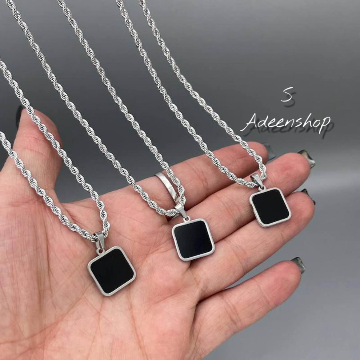 Stainless Steel Cube & Rectangular Silver Pendant | Modern Stylish Neck Chain for Mens and Womens, Boys & Girls – Trendy Fashion Jewelry