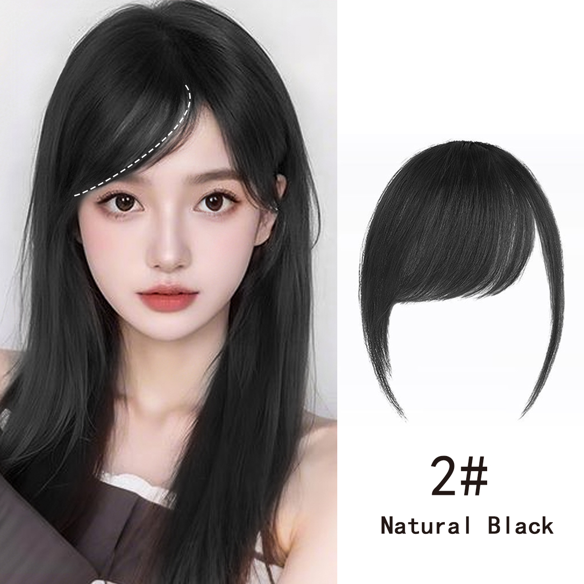 Synthetic Slanted Bangs Short Brown Black Fake Hair Fringe Extension Clip In Hairpieces Accessories for Women Girl